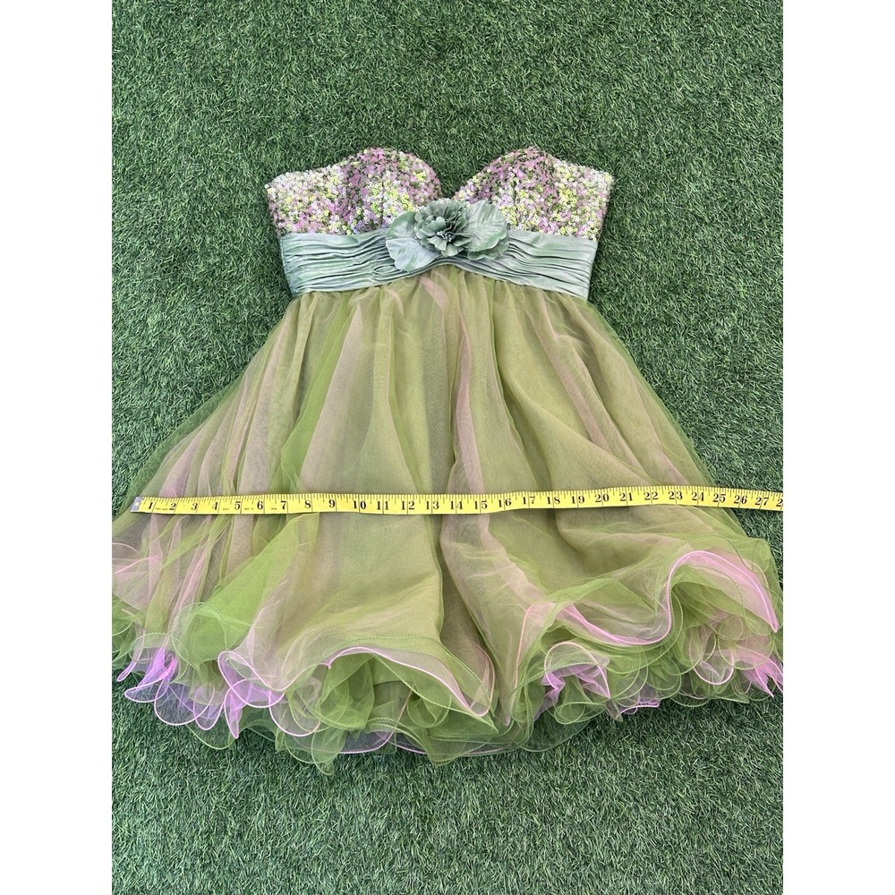 BG Haute Mini Dress Women Size‎ 6 Pink Green Formal Fairy Homecoming Tulle Y2K - Picture 12 of 12
